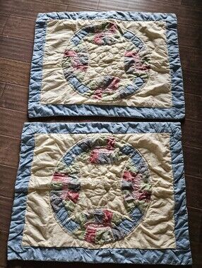 Vintage 90's Quilted Wedding Ring Pillow Shams
